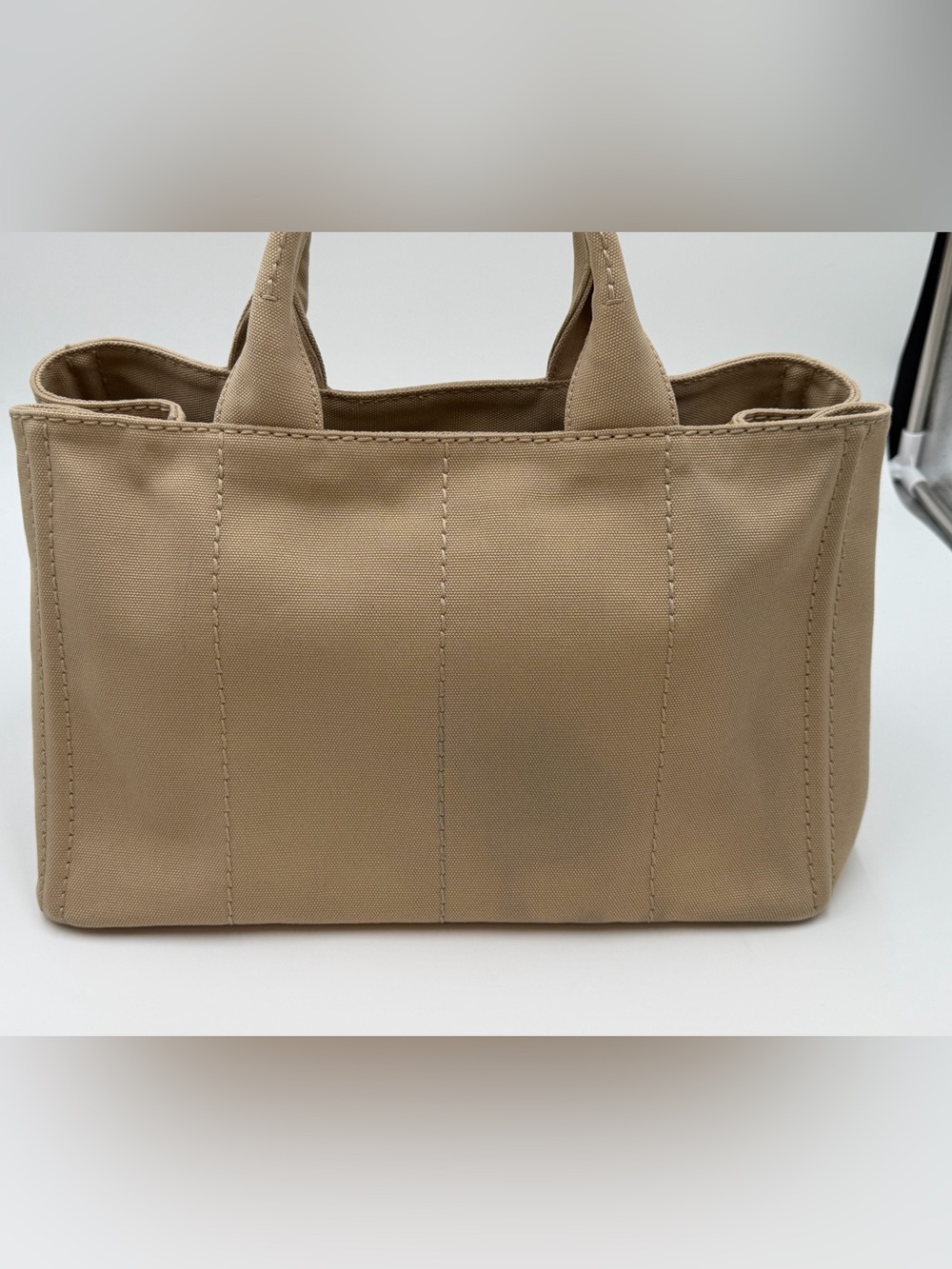 Prada Canapa Large Khaki Tote w/Dust Bag and Entrupy COA Very Good Condition - Picture 4 of 16